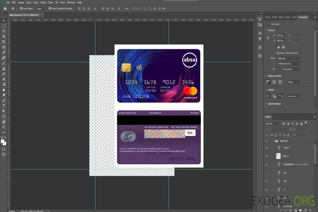 Mastercard de la banque ABSA en Afrique du Sud template